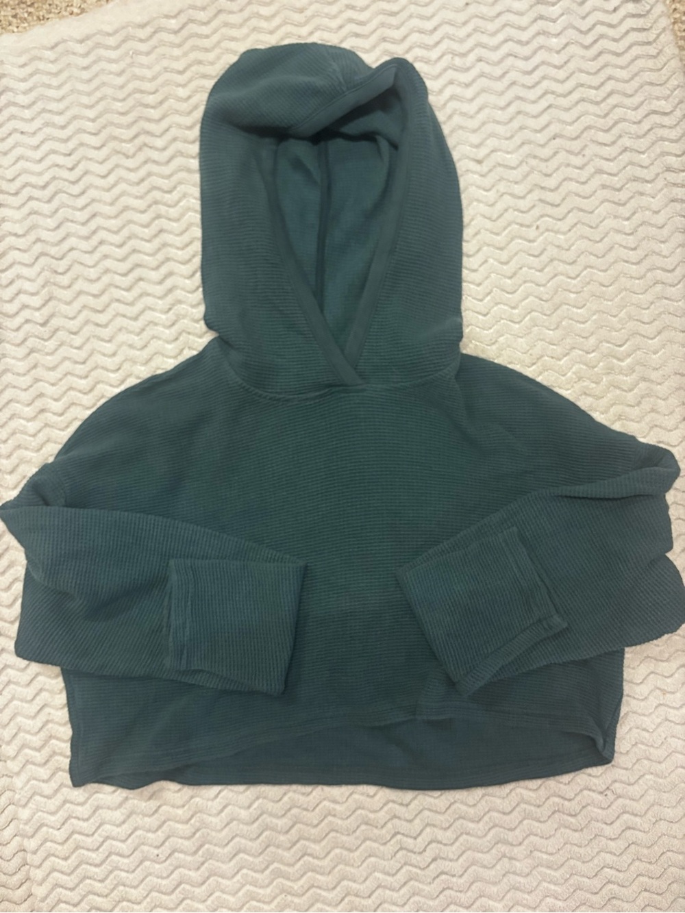 Athleta Tranquil Teal Hooded Waffle Knit Women's Top